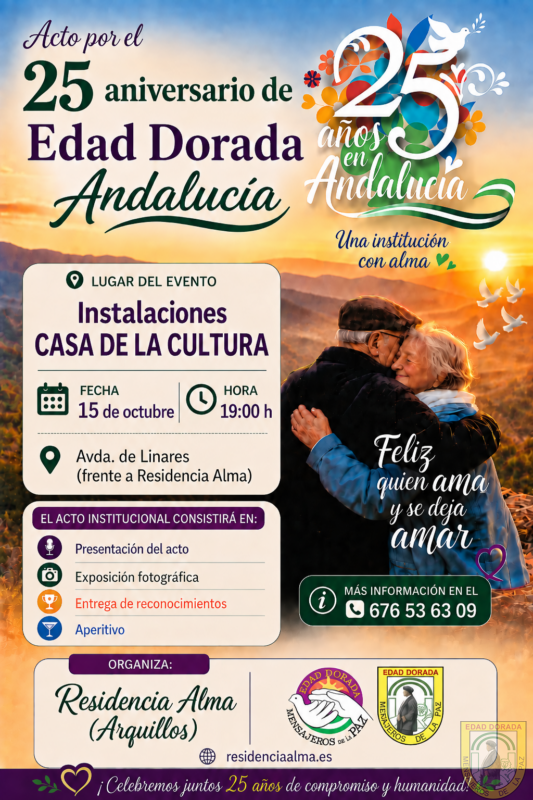 Residencia Alma. Acto por el 25 aniversario de Edad Dorada Mensajeros de la Paz Andalucía